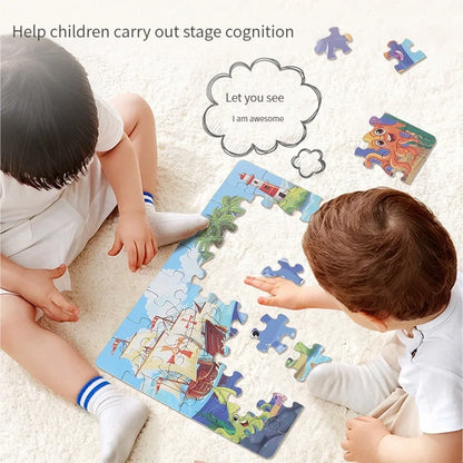 24PCS Kids Puzzle Cute Animal Undersea Cartoon Low Difficulty  Drawing Small Challenge Educational Toys Gifts Kindergarten Toys