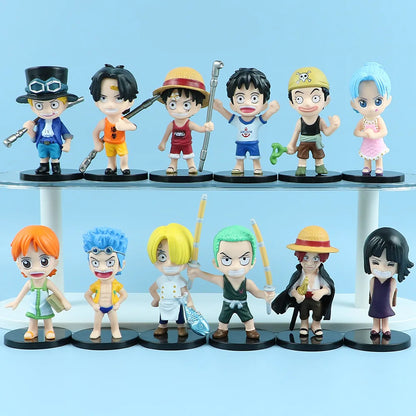 12Pcs/Set Anime One Piece Figures PVC Action Model Dolls Toys Cute Luffy Nami Zoro Collection Brinquedos Full Set Hot Sale