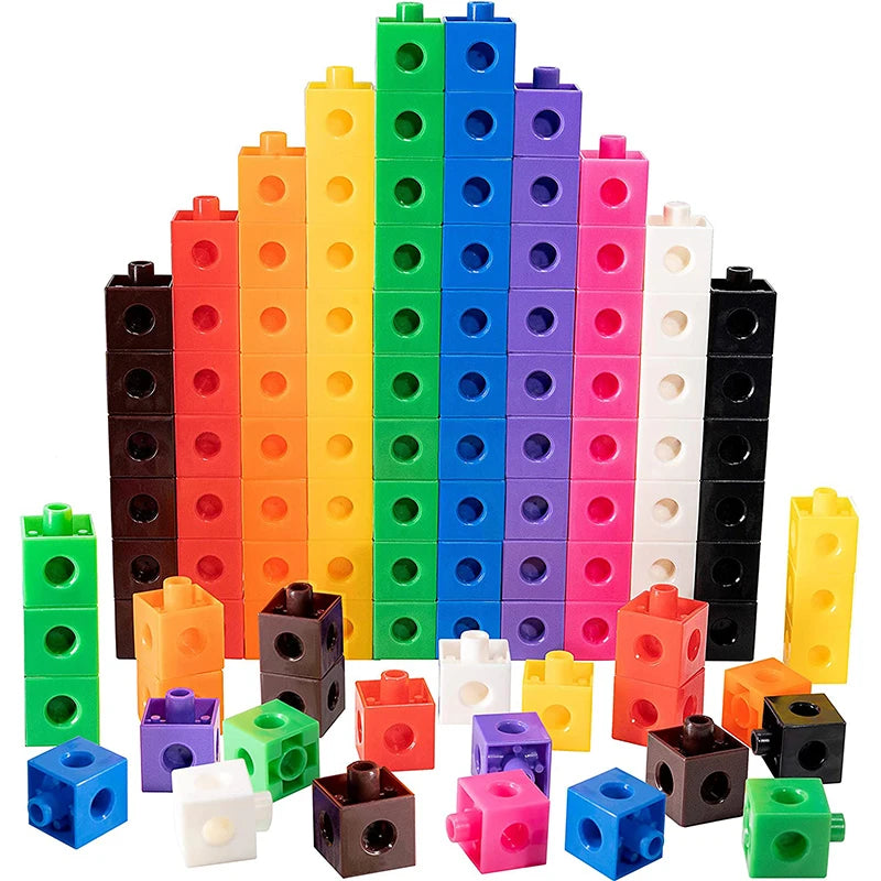 100pcs Mathematics Linking Cubes Interlocking Multilink Counting Stacking Blocks Kids Learning Educational Children Toys Gifts