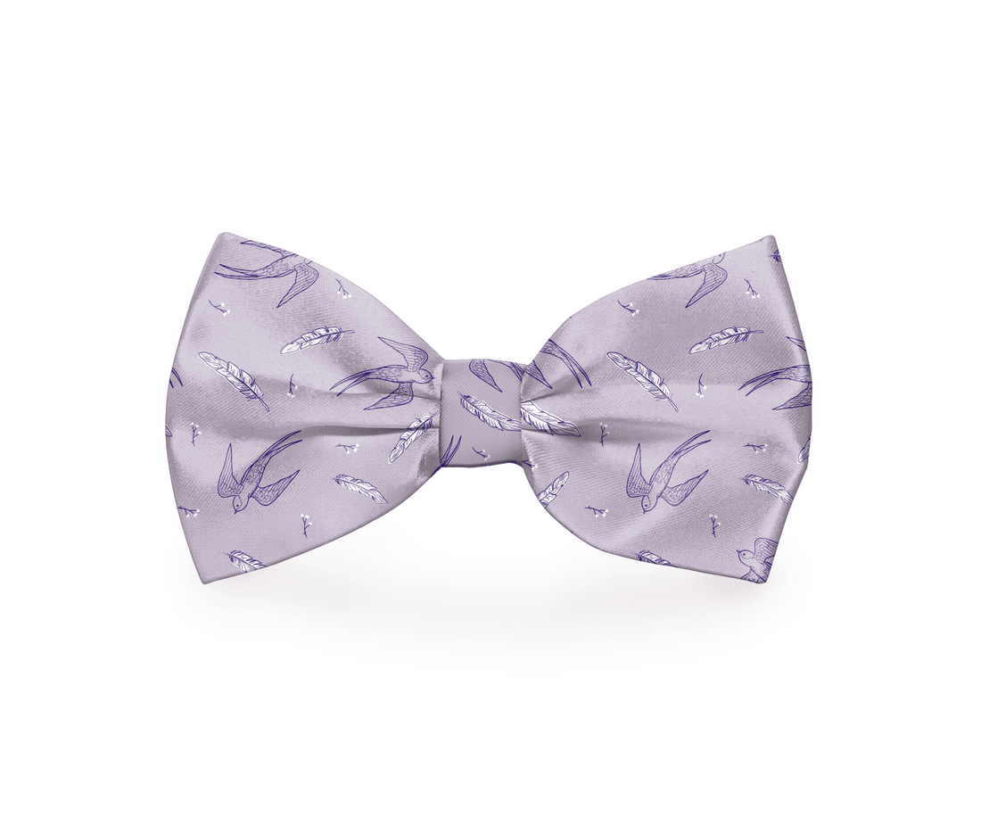Swallow &amp; Feather Dog Bow Tie Purple