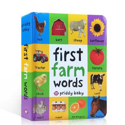 First 100 Animals Words Book for Kids Early Education Hardcover Board Book Baby Learning English Picture Books Montessori Toys