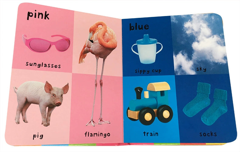 First 100 Animals Words Book for Kids Early Education Hardcover Board Book Baby Learning English Picture Books Montessori Toys