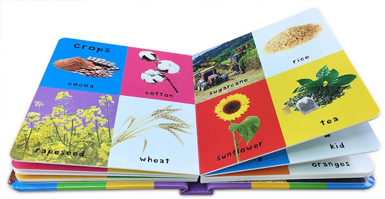 First 100 Animals Words Book for Kids Early Education Hardcover Board Book Baby Learning English Picture Books Montessori Toys