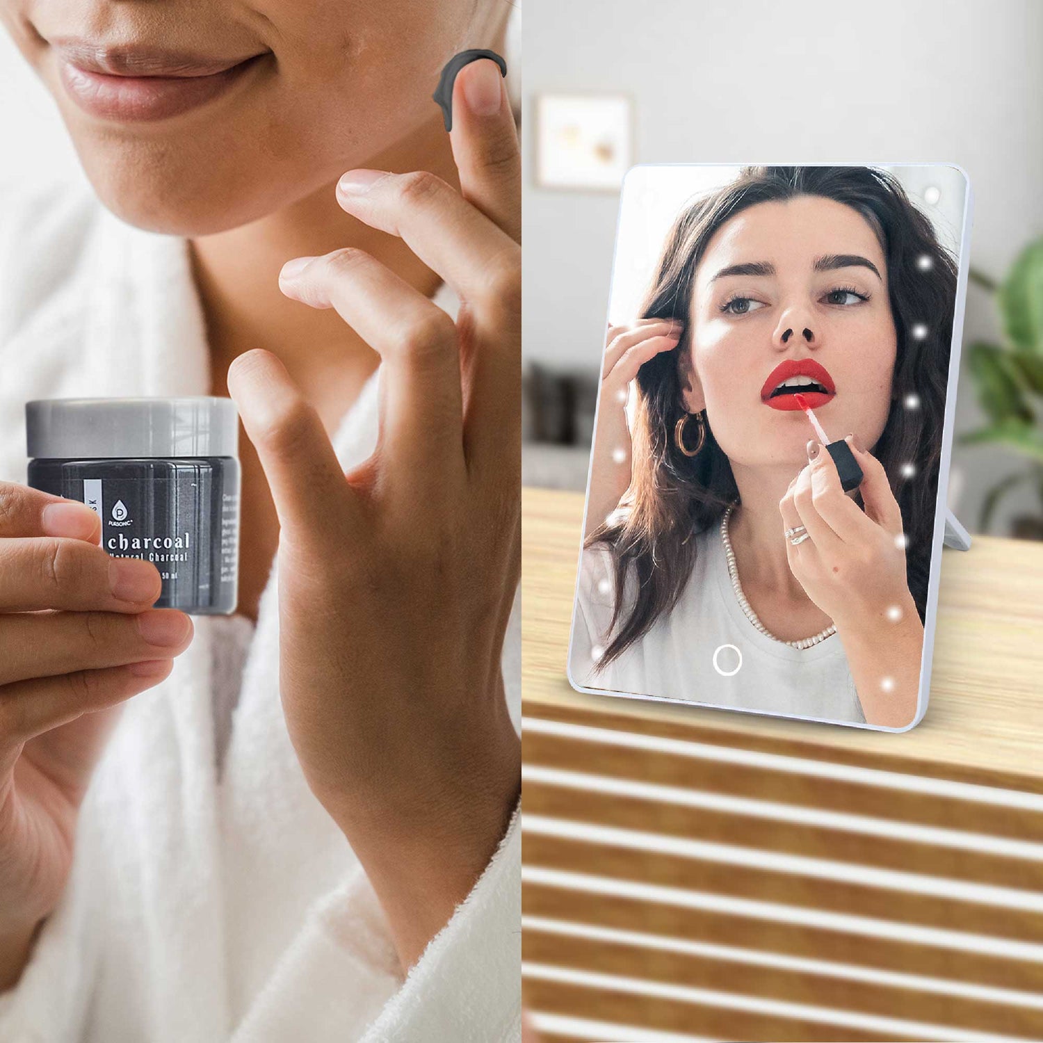 Pursonic Touchscreen LED Vanity Mirror and Luxurious Gel &amp; Mud Face