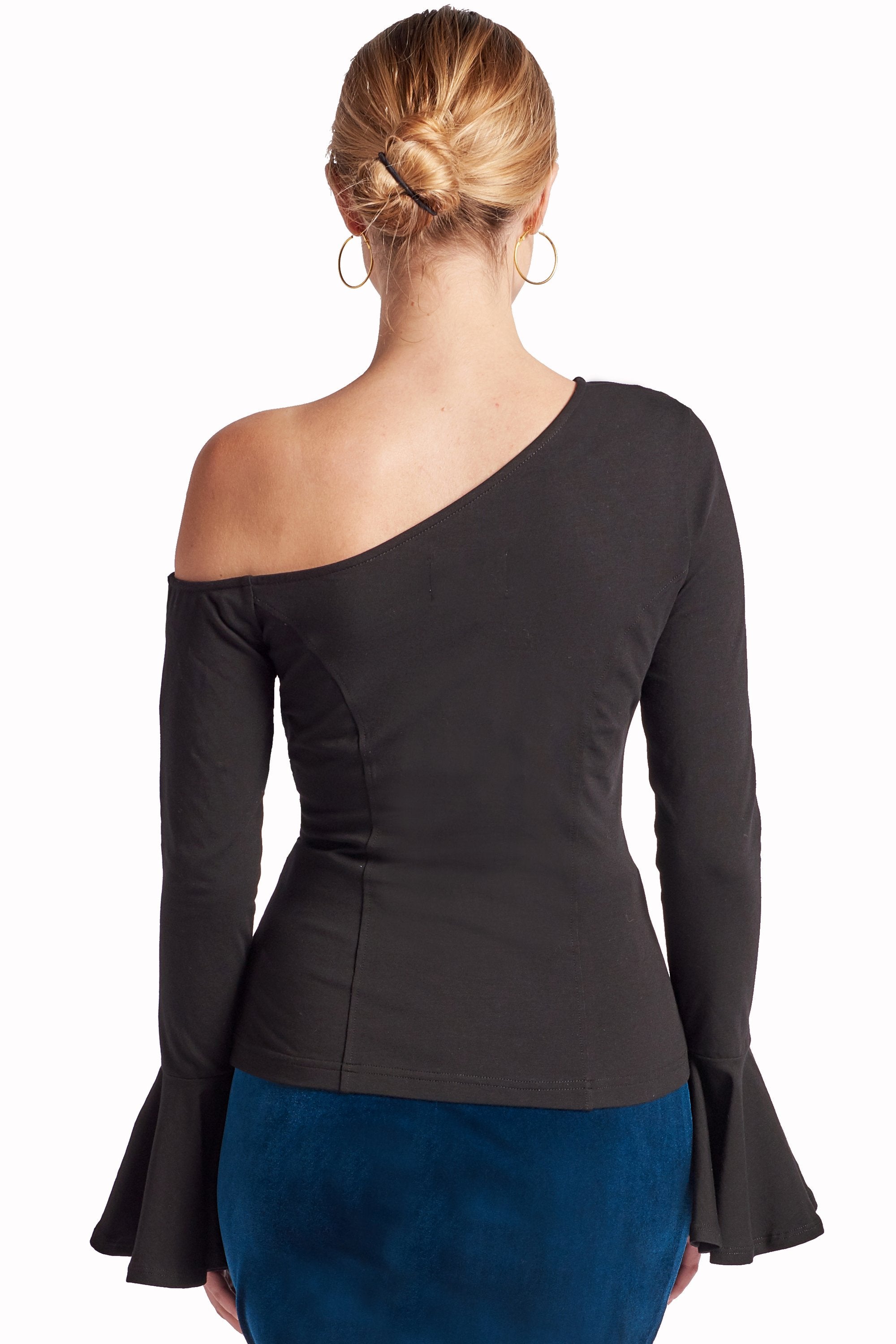 Tova Top - Asymmetric bell sleeve top