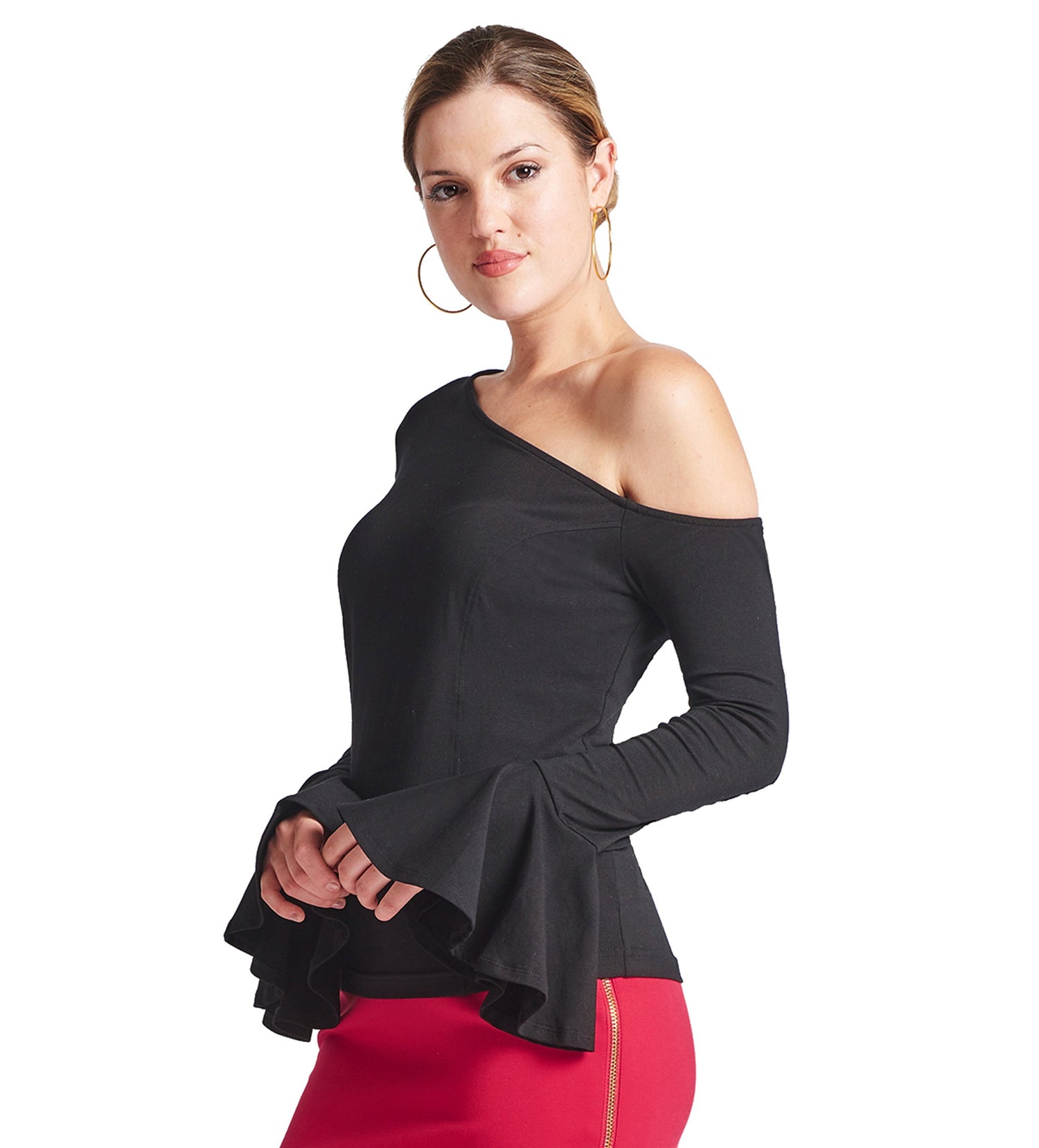 Tova Top - Asymmetric bell sleeve top
