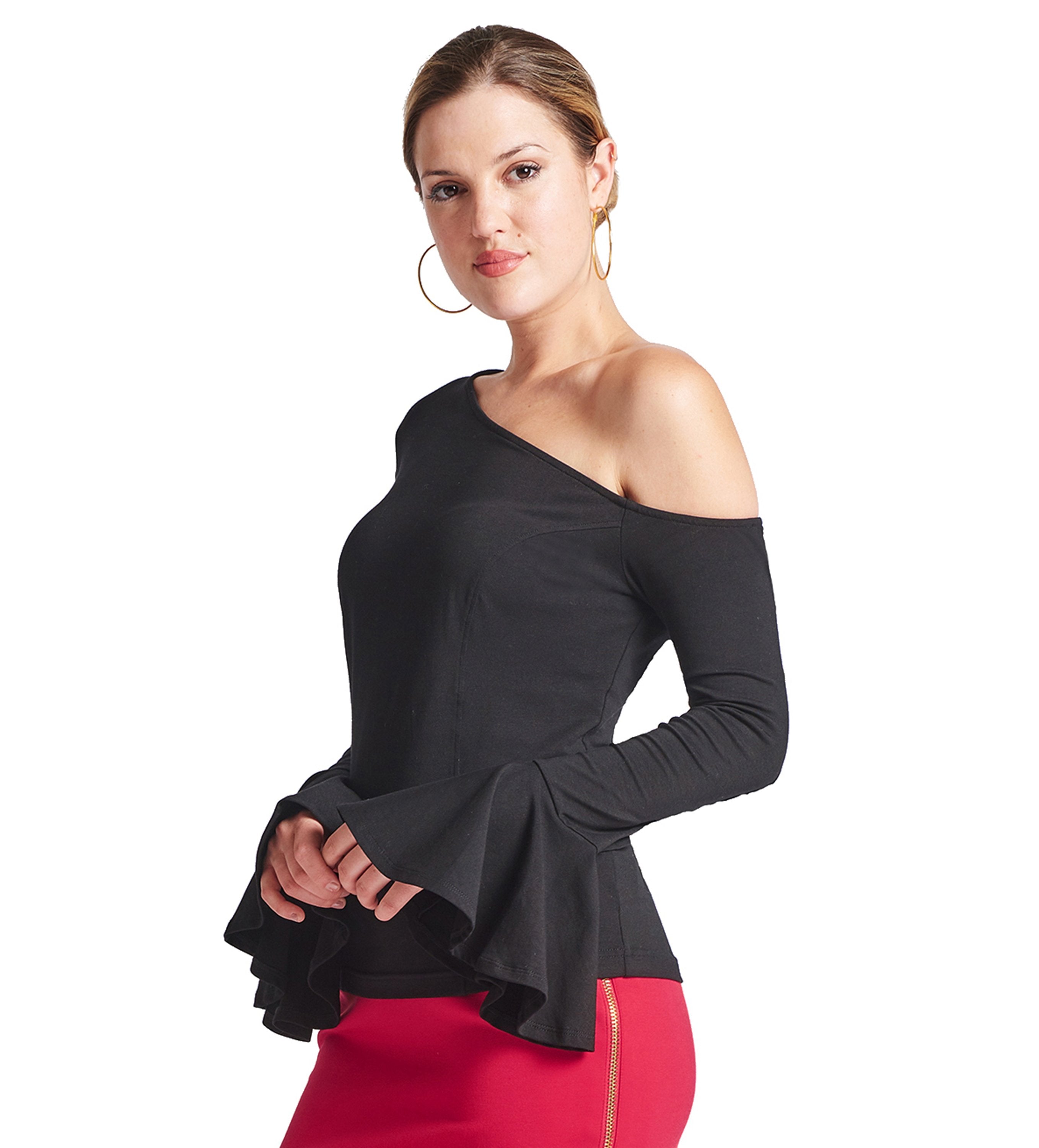 Tova Top - Asymmetric bell sleeve top