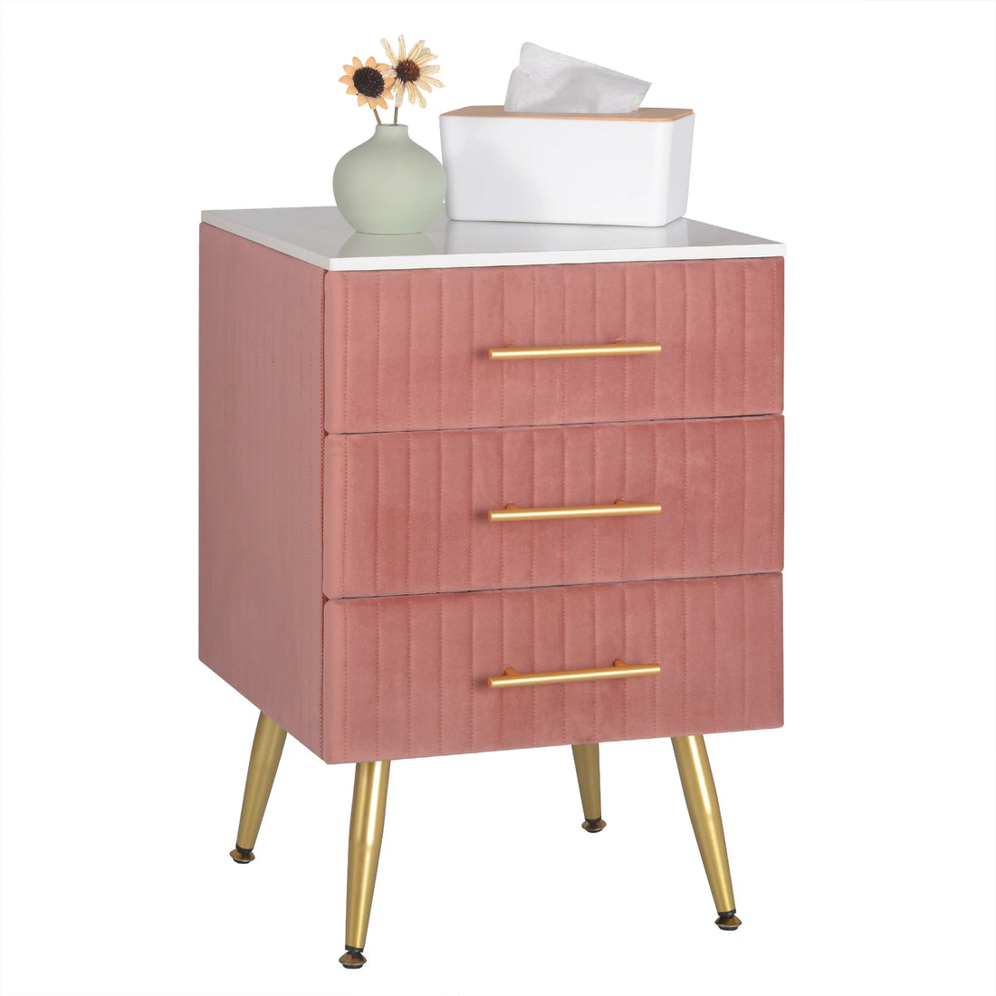WOLTU Bedside Cabinet Nightstand with 3 Drawers Chest of Drawers Sideboard Storage Coffee Table for Bedroom Home