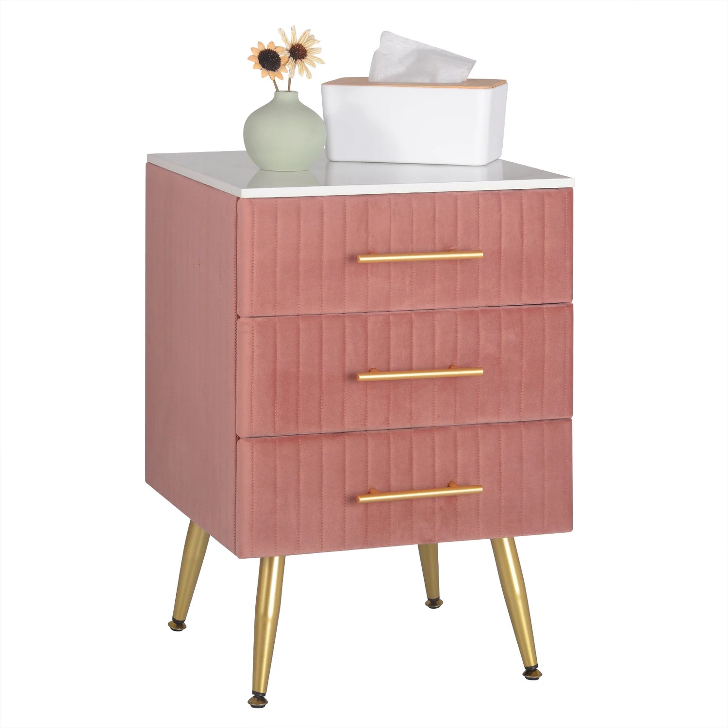 WOLTU Bedside Cabinet Nightstand with 3 Drawers Chest of Drawers Sideboard Storage Coffee Table for Bedroom Home