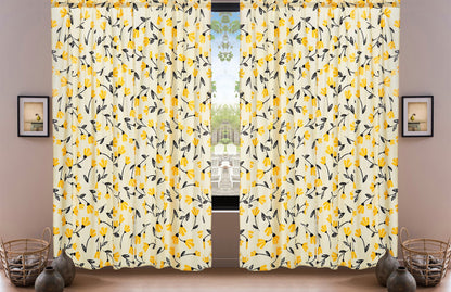 DaDa Bedding Set of 2 Botanical Floral Window Curtain Panels - Natural