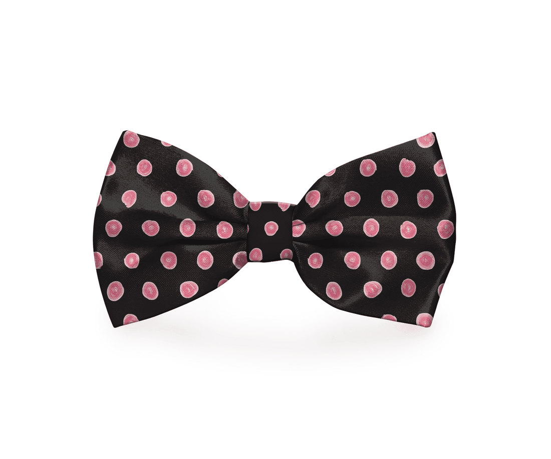 Polka-Dot Pink &amp; Black Dog Bow Tie