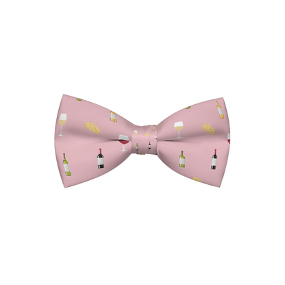 Wine &amp; Cheese Pink Dog Bow Tie
