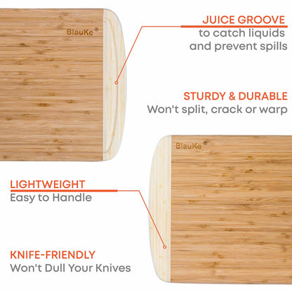 Large Wood Cutting Board for Kitchen 14x11" - Bamboo Chopping Board