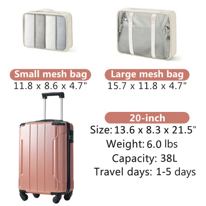 20-Inch Hardshell Carry-On Luggage, Lightweight Durable ABS Suitcase