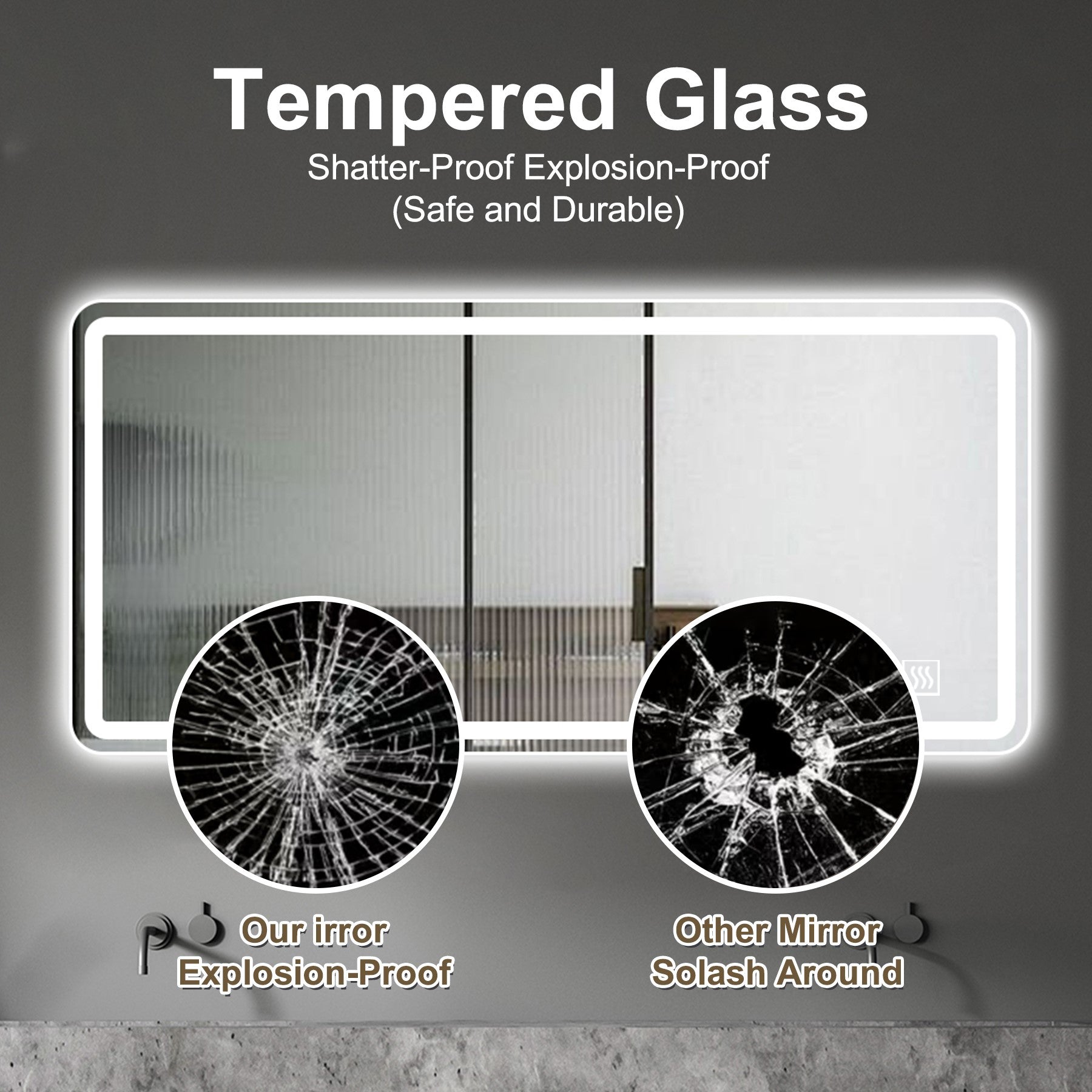 28*60inch LED Bathroom Vanity Mirror ,wall mirror,Anti-Fog,