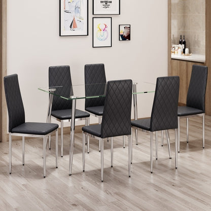 Table and chair set.Rectangular Dining Table with Tempered Glass