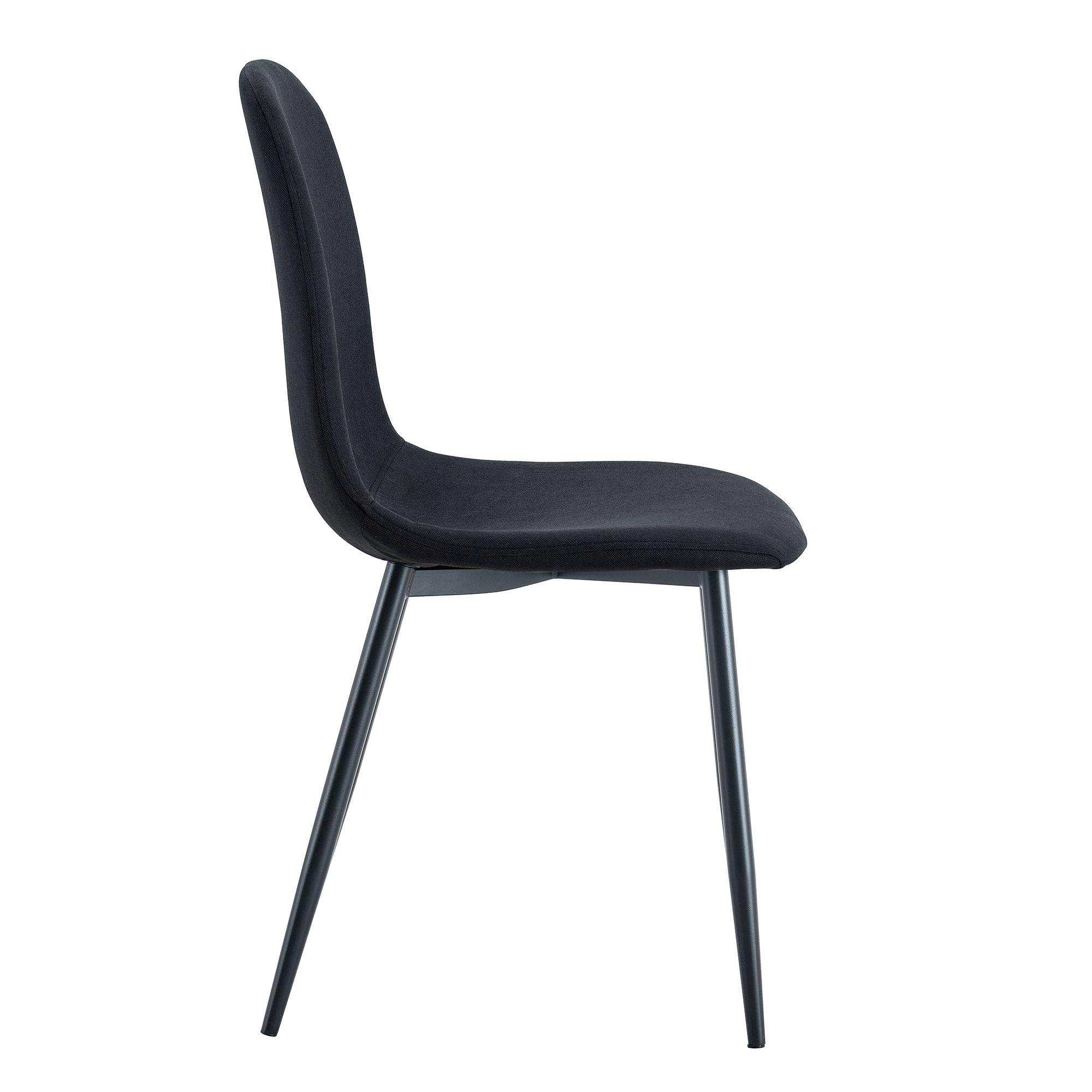 Luxury Simple Chair - Set of 4 BLACK Linen-Cotton Material High