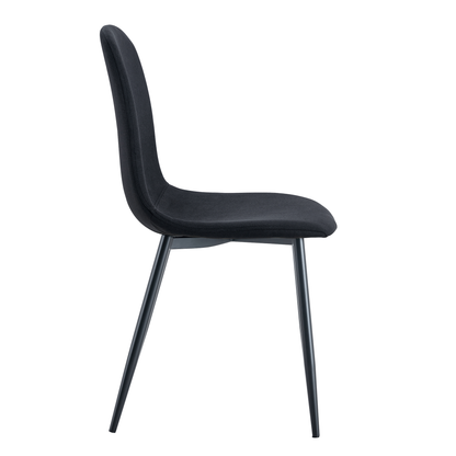 Luxury Simple Chair - Set of 4 BLACK Linen-Cotton Material High