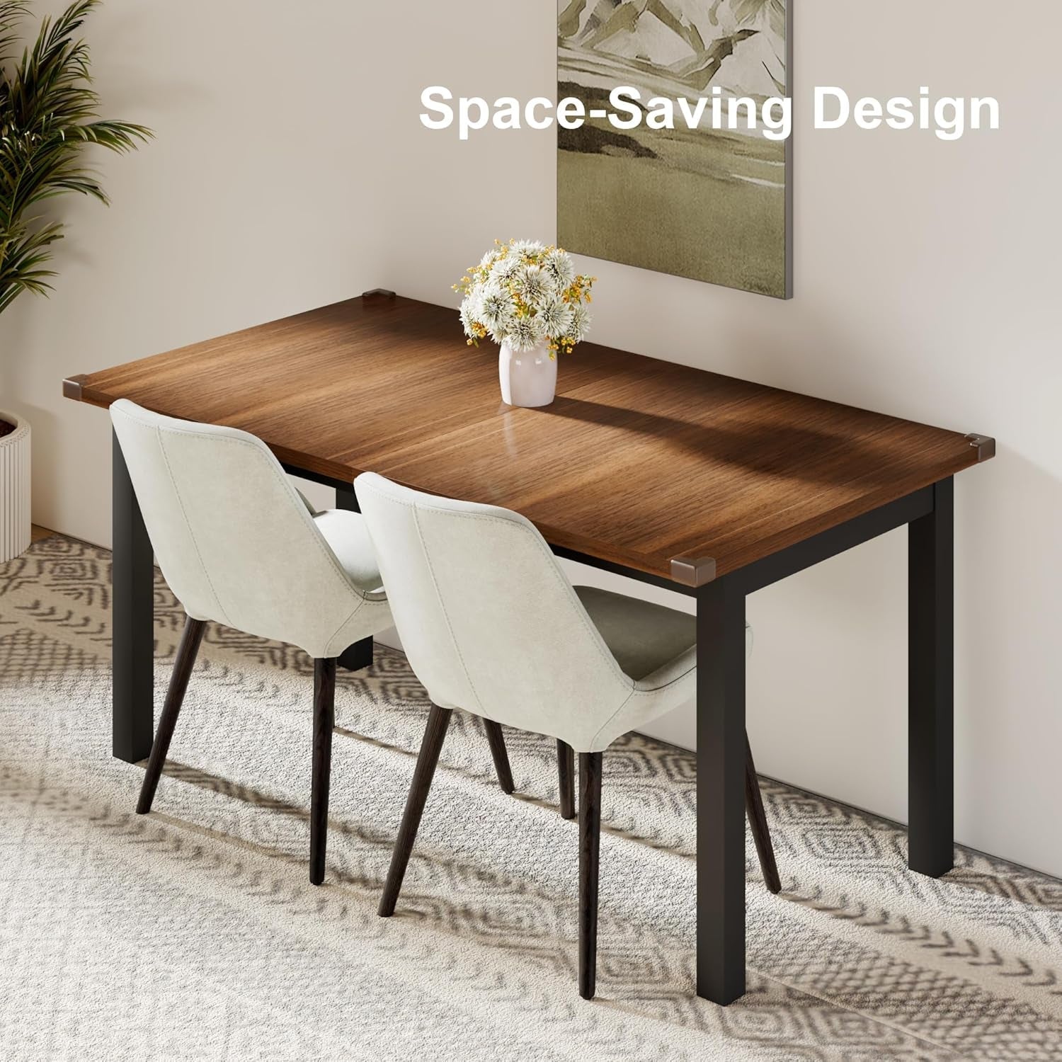 63&quot; Extendable Dining Table, Modern Farmhouse Dining Room Table for