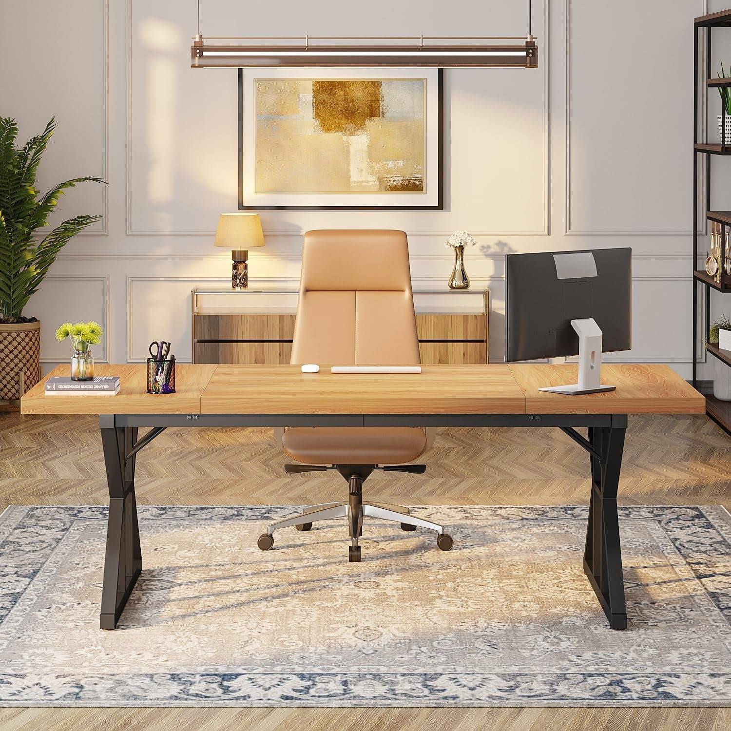 70.8-Inch Executive Desk, Large Computer Office Desk Workstation,