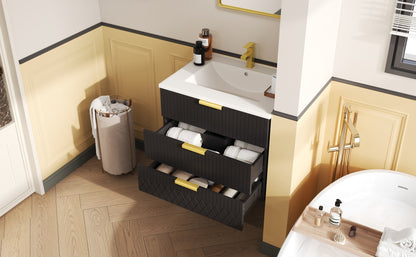 24inch Wall Mounted Floating Cabinet w/Double Drawer, Floating