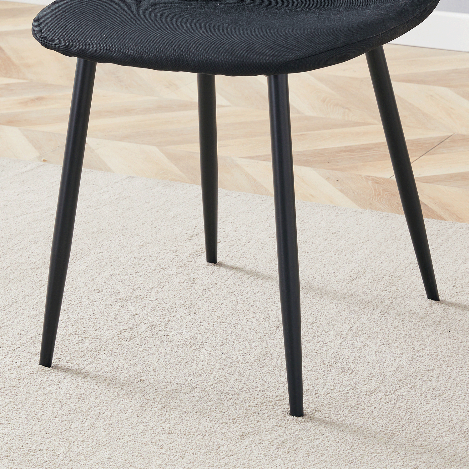 Luxury Simple Chair - Set of 4 BLACK Linen-Cotton Material High