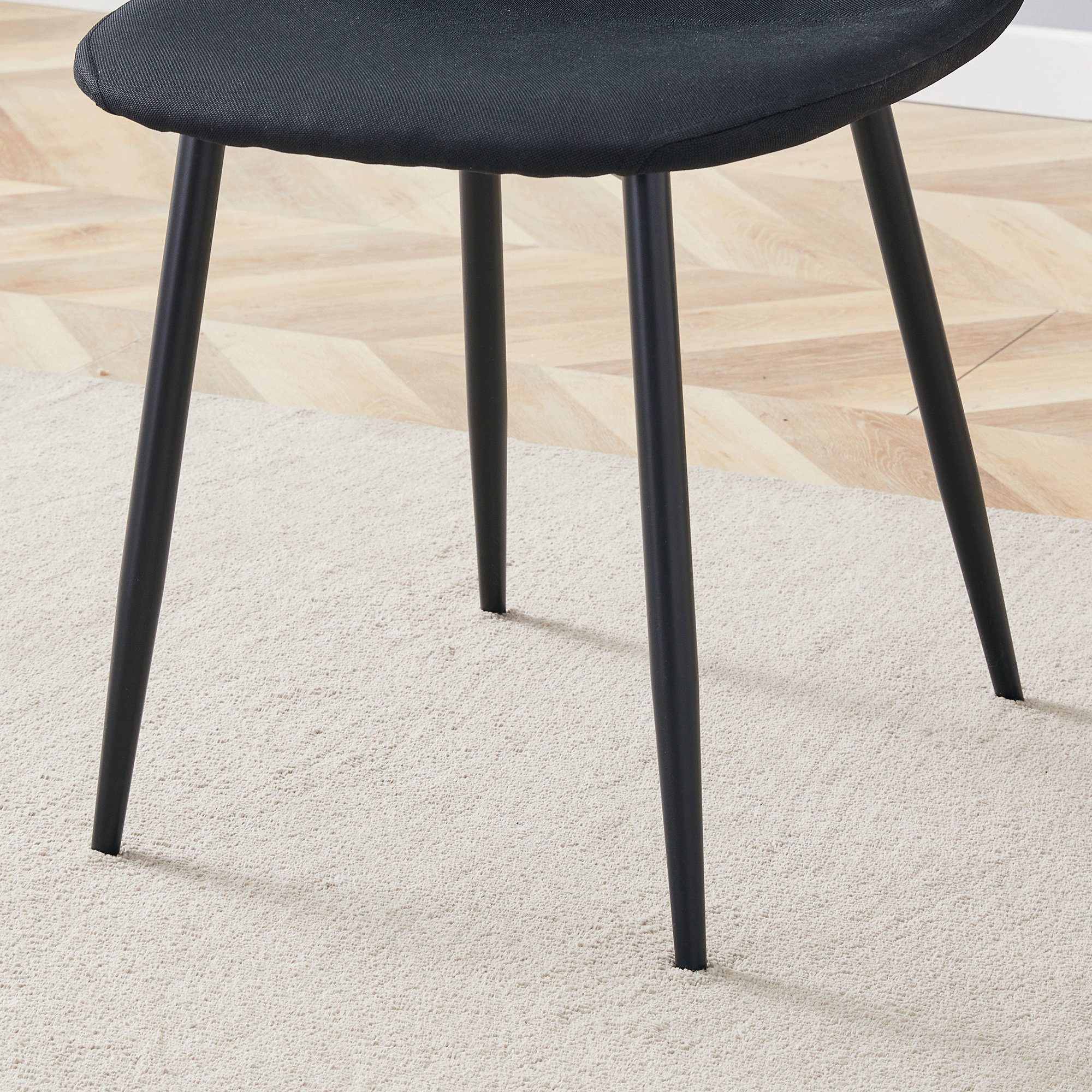 Luxury Simple Chair - Set of 4 BLACK Linen-Cotton Material High