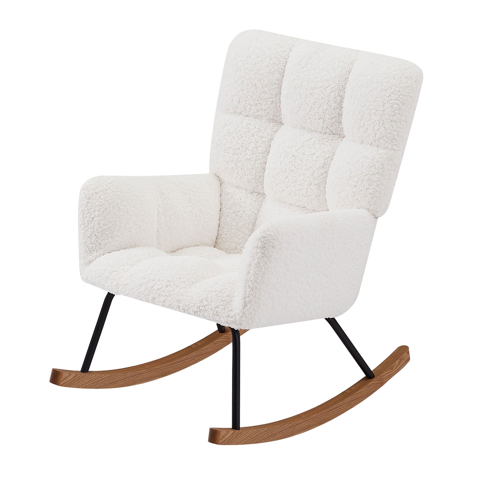 Comfy Upholstered Lounge Chair Rocking Chair with High Backrest, for