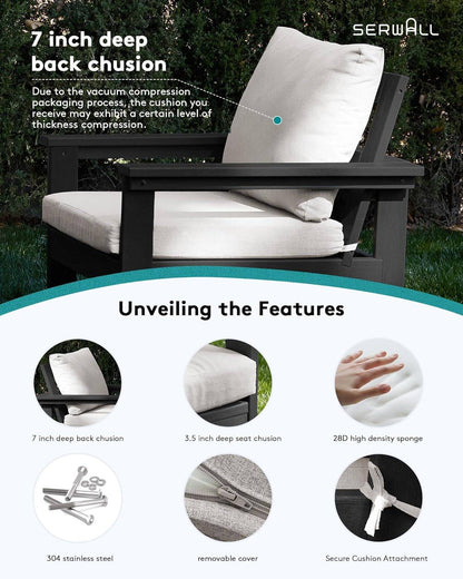 HDPE Outdoor Patio Furniture Set, 7-Piece Outdoor Sectional Patio