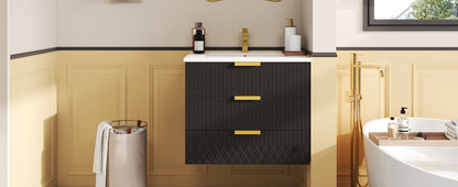 24inch Wall Mounted Floating Cabinet w/Double Drawer, Floating