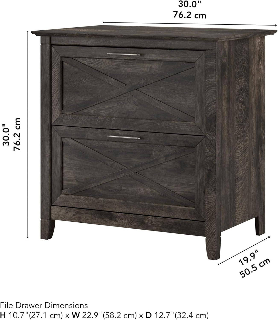 Bush Furniture Key West 2 Drawer Lateral File Cabinet in Dark Gray