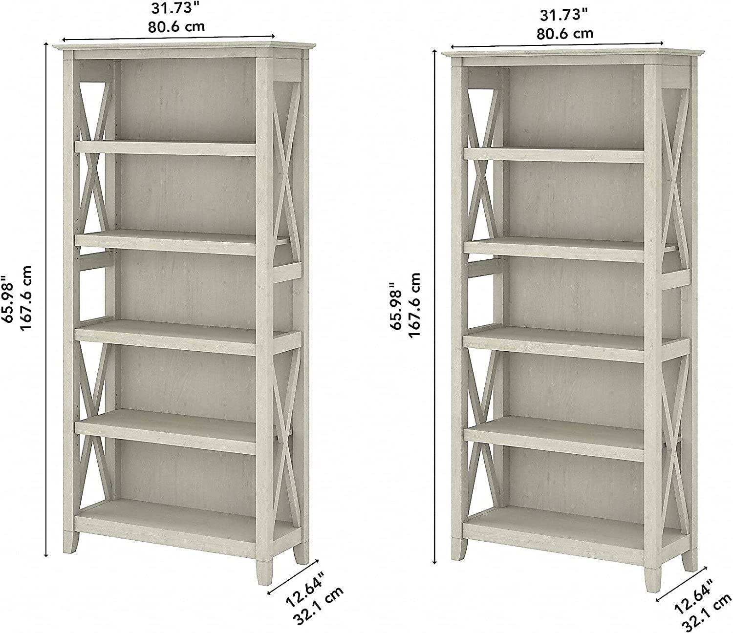 Linen White Oak Bookcase Set by Bush Furniture