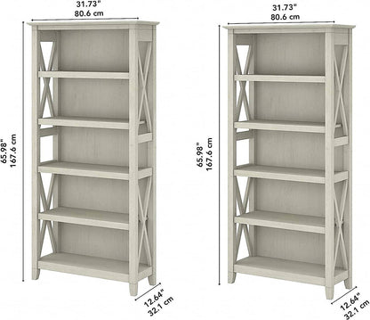 Linen White Oak Bookcase Set by Bush Furniture