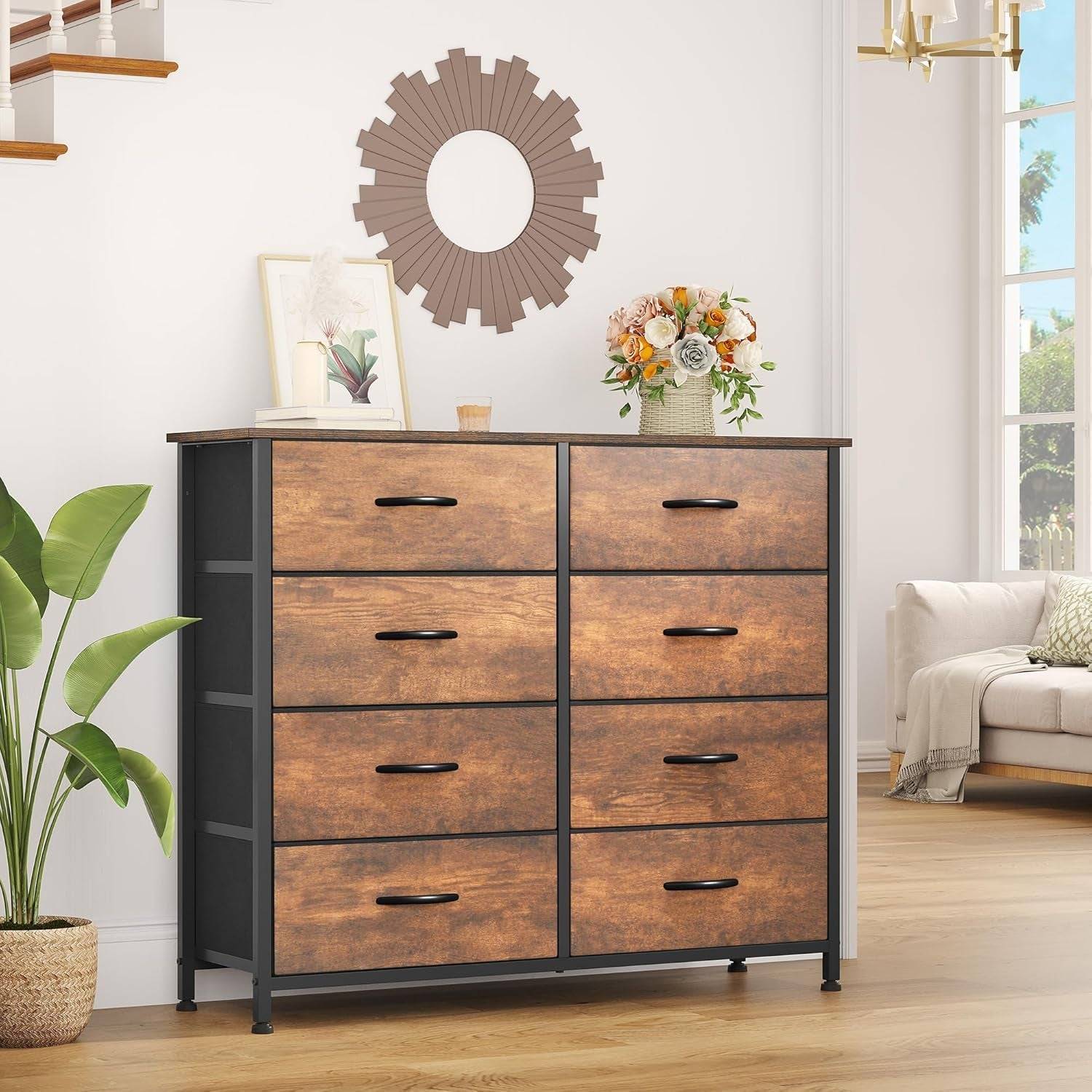 8 Drawers Fabric Dresser, Furniture Storage Tower Cabinet, Organizer