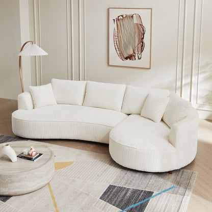 122.04 inch Corduroy Upholstered Sectional Sofa with Right Facing