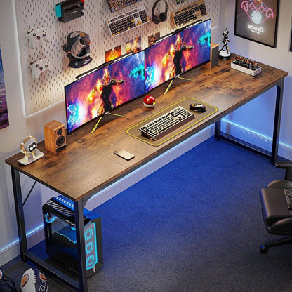 Computer Desk, 80 Inch Office Desk, Gaming Desk with Storage, Writing