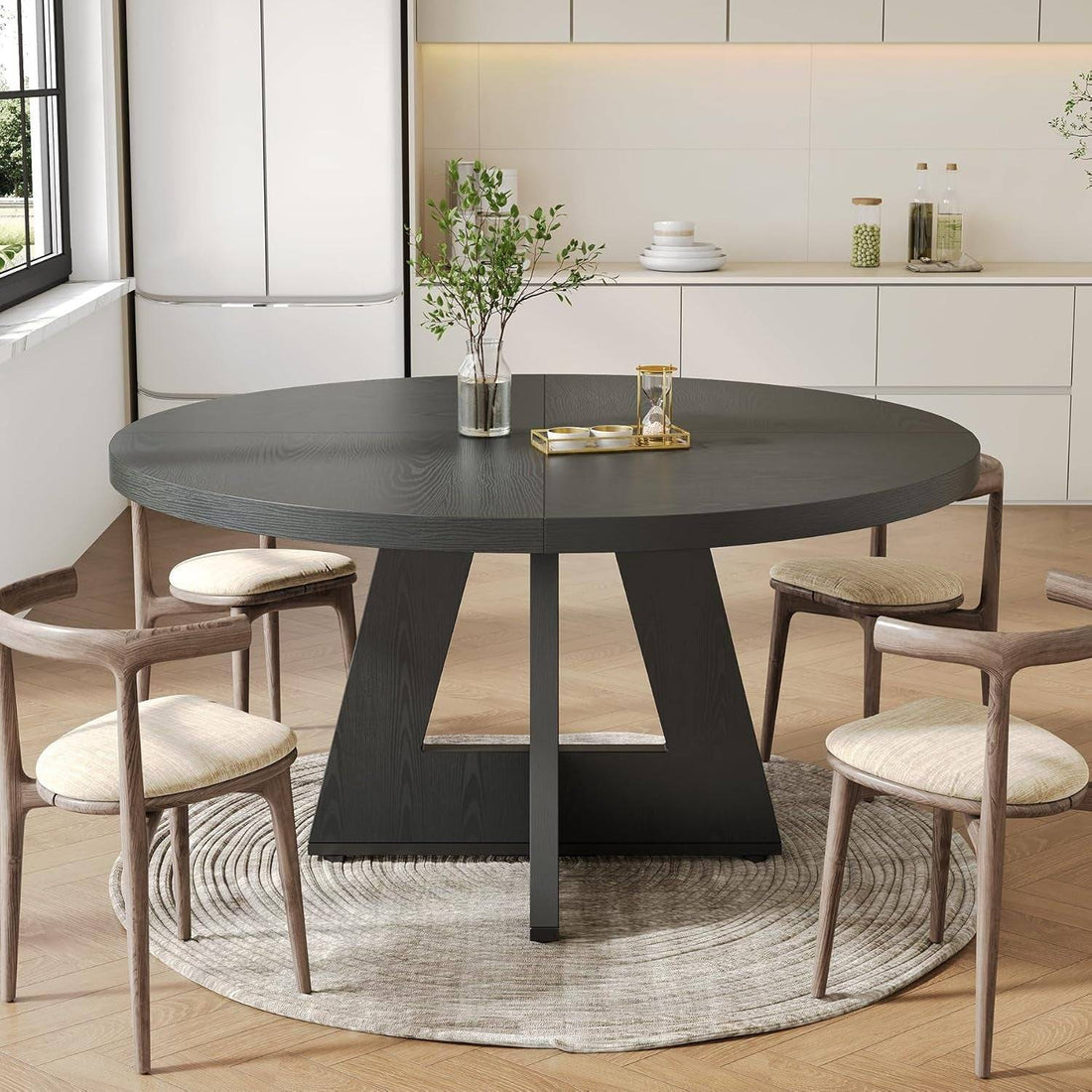 round Dining Table for 4-6 People, 47 Inches Dining Room Table with