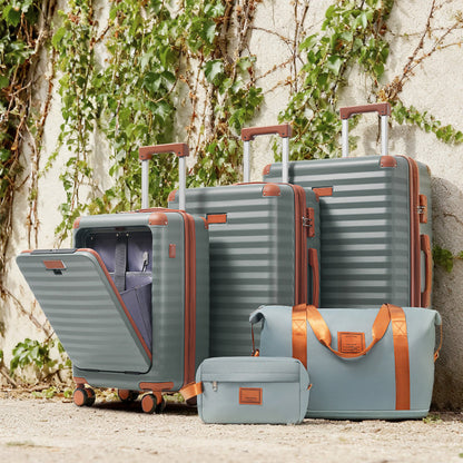 Luggage Sets 5 Piece with Front Opening , Hardside Expandable Carry on