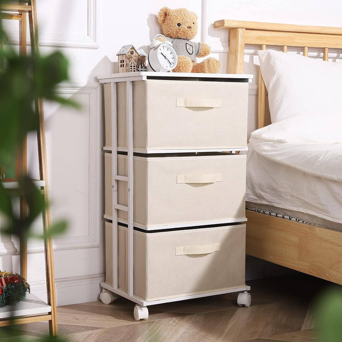 Dresser Tower with 3 Drawers,Fabric Dresser Drawer Organizer