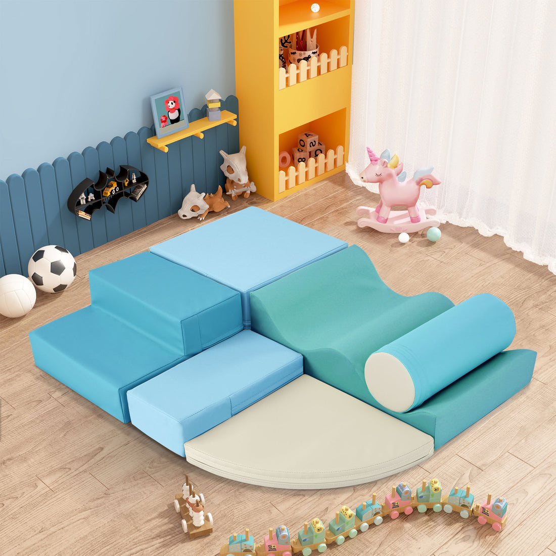 Soft Climb and Crawl Foam Playset 6 in 1, Soft Play Equipment Climb