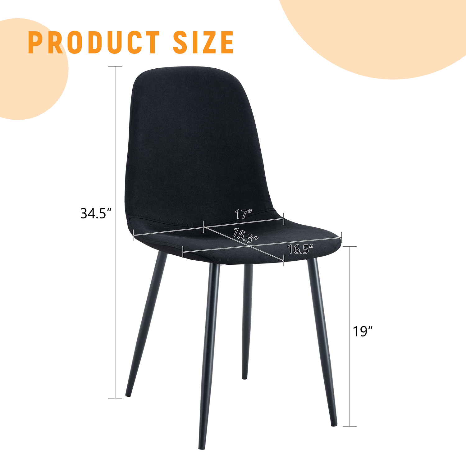 Luxury Simple Chair - Set of 4 BLACK Linen-Cotton Material High