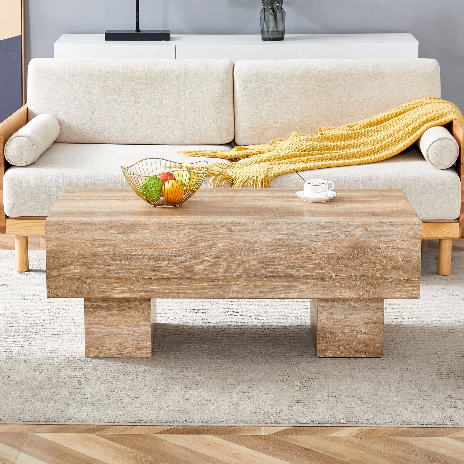 Modern Simple Light Wood Texture MDF Coffee Table - 43.3&