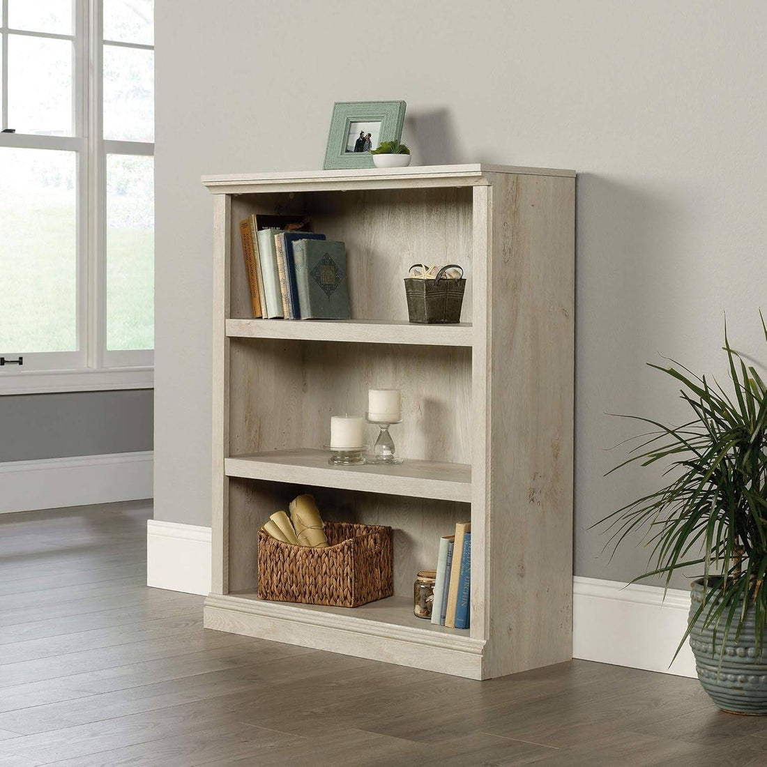 Miscellaneous Storage 3-Shelf Bookcase/ Book Shelf, Chalked Chestnut