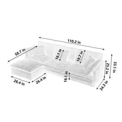 Modern Home Living Room L-Shaped Sectional Sofa Couches with Storage