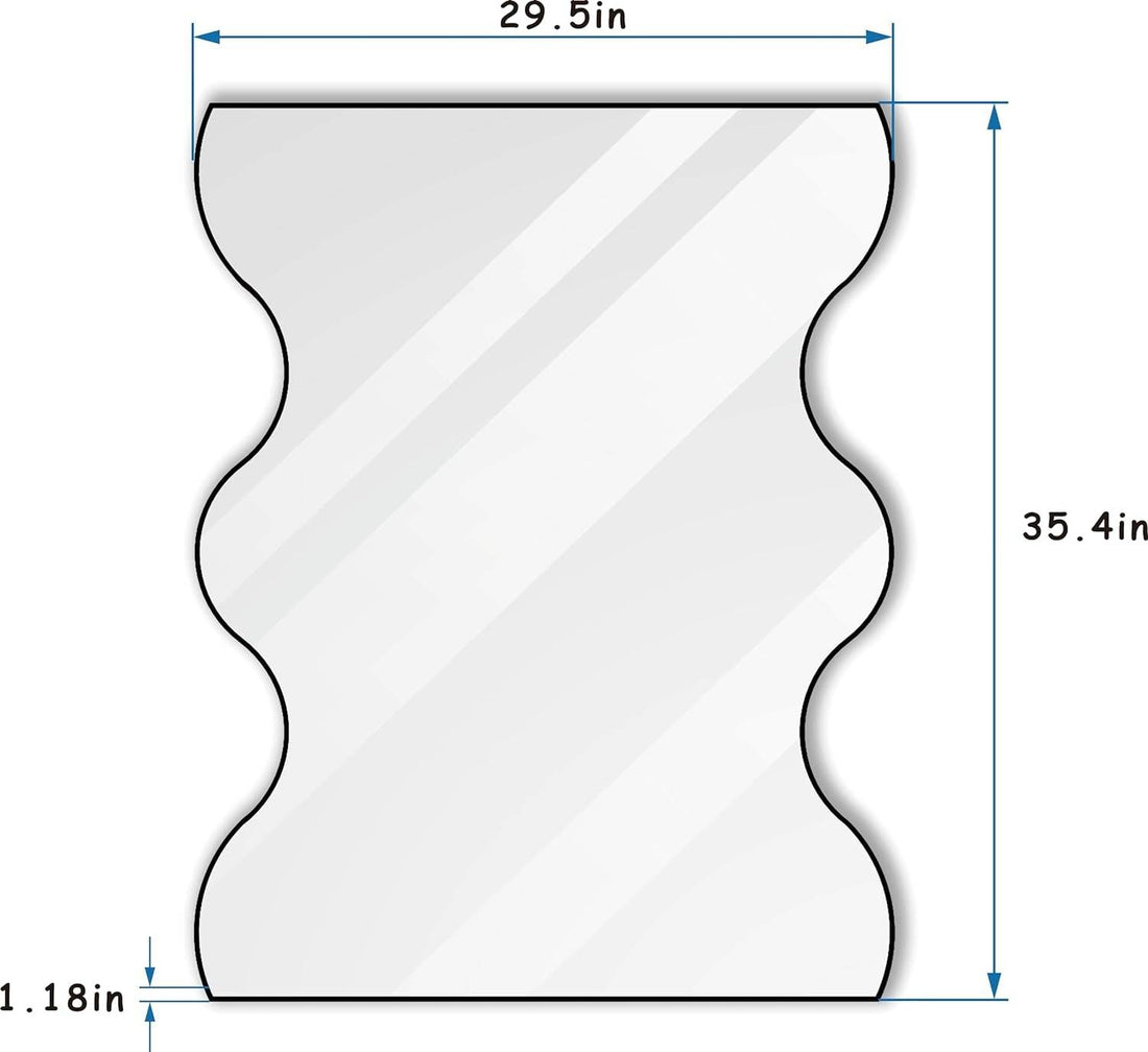30X35 Inch Irregular Black Metal Framed Bathroom Mirror with Wavy