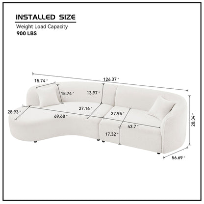 Luxury Modern Style Living Room Upholstery Curved Sofa with Chaise