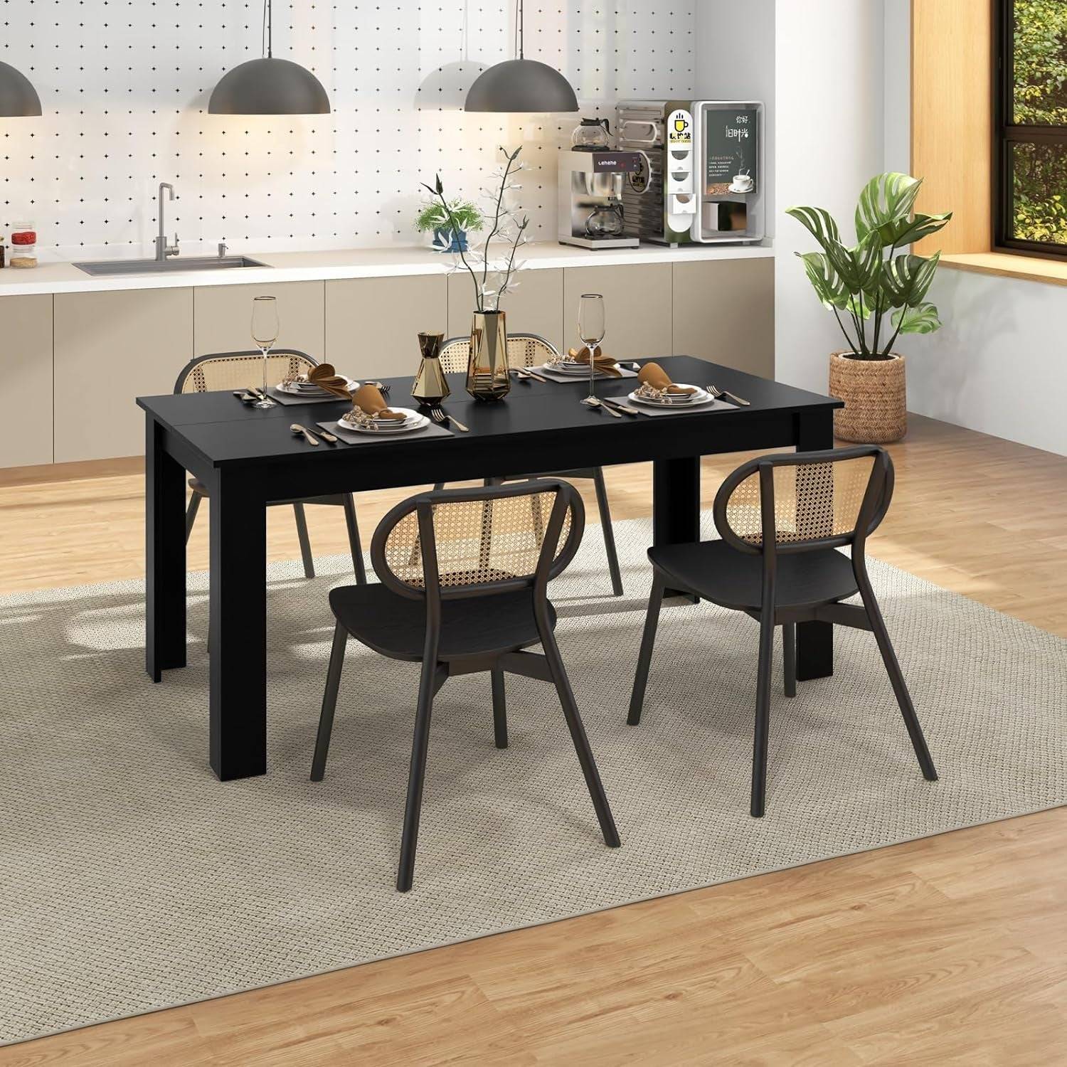 Dining Table for 6, Wood Rectangular Table, 63&quot; L X 31.5&quot; W X 30&quot; H