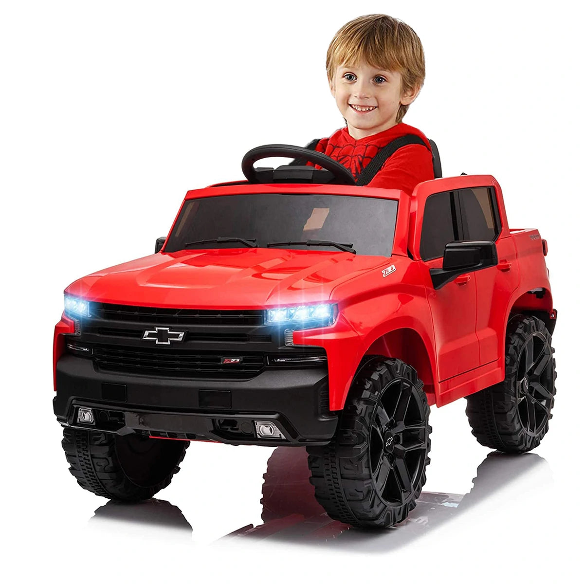 Funtok RS03 12V Powered Kids Electric Ride on Car Truck Safety Lock bluetooth Music LED Lights with Remote Control Car Toy Gifts