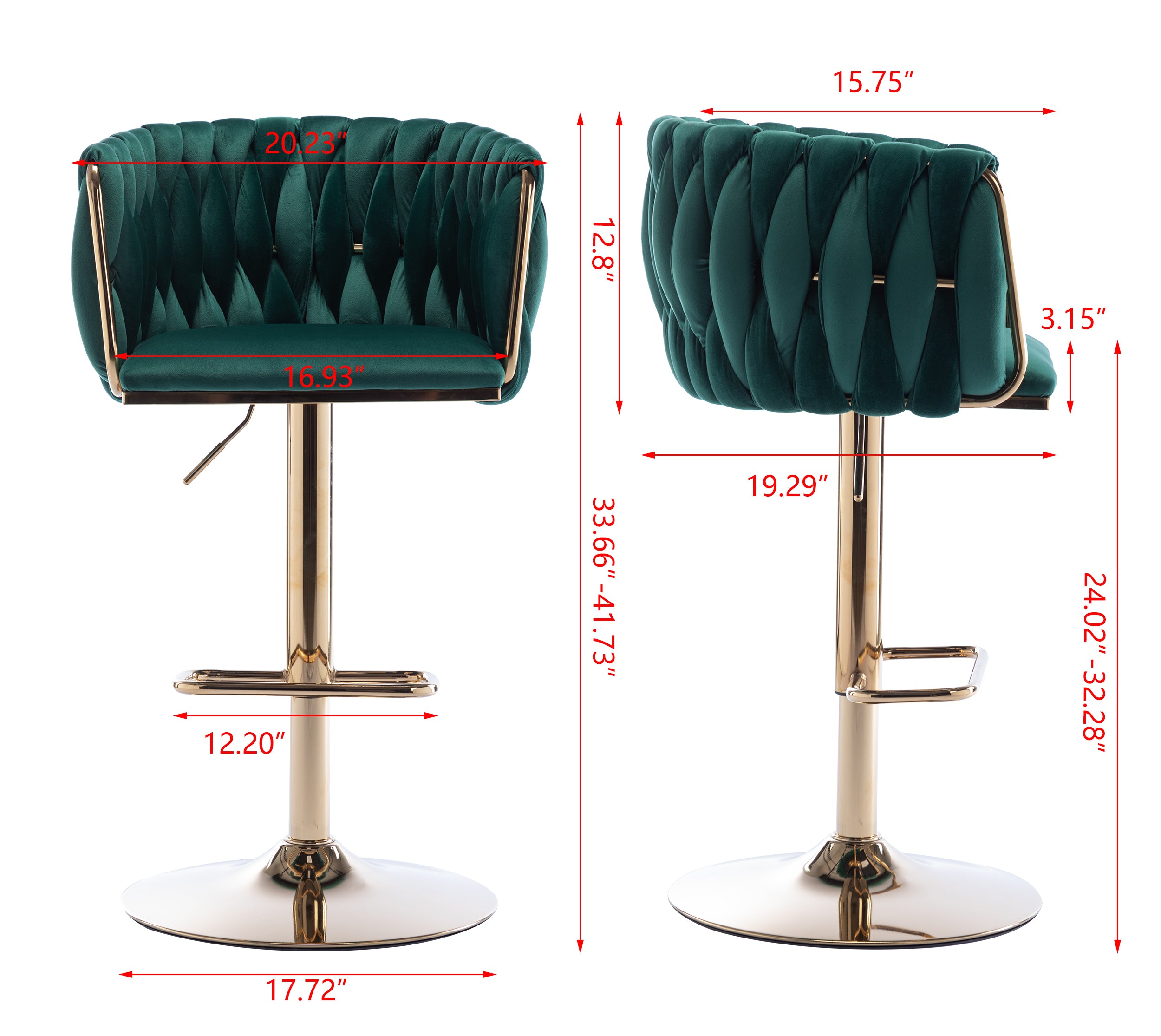 Set of 2  Bar Stools,with Chrome Footrest and Base Swivel Height