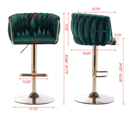 Set of 2  Bar Stools,with Chrome Footrest and Base Swivel Height